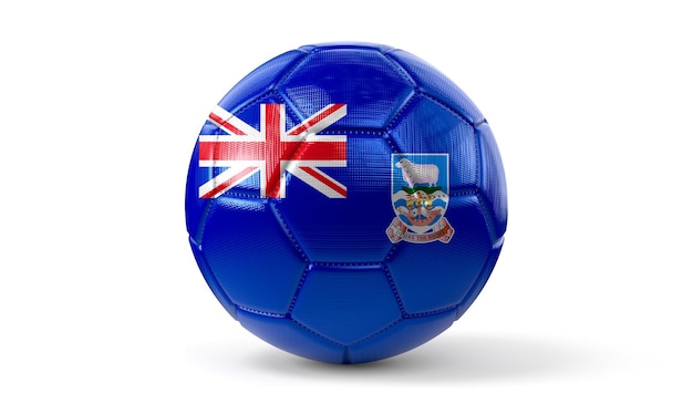 Falkland Islands national flag on soccer ball 3D illustration