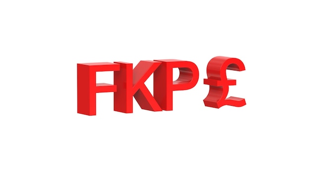 Falkland Islands pound currency symbol of Falkland Islands in Red 3d rendering 3d illustration