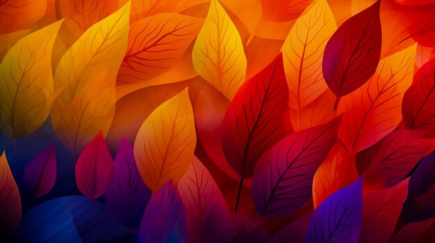 Photo fall abstract background with colorful leaves generative ai