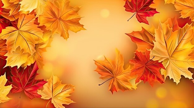 Photo fall festive background with yellow leaves