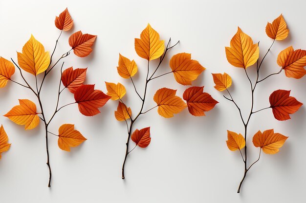 Fall foliage elegance white background