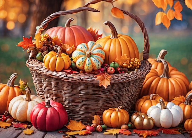 Fall Harvest in the autumn park Thanksgiving vibe