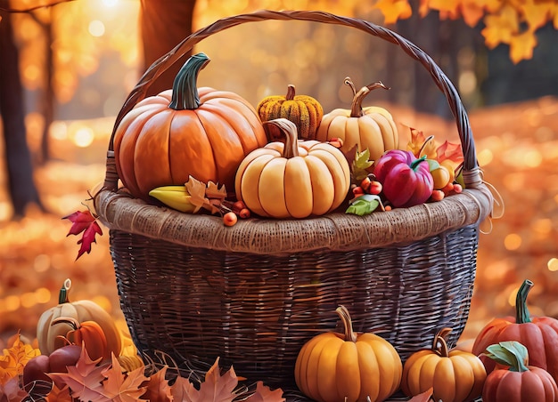 Fall harvest in the autumn park thanksgiving vibe