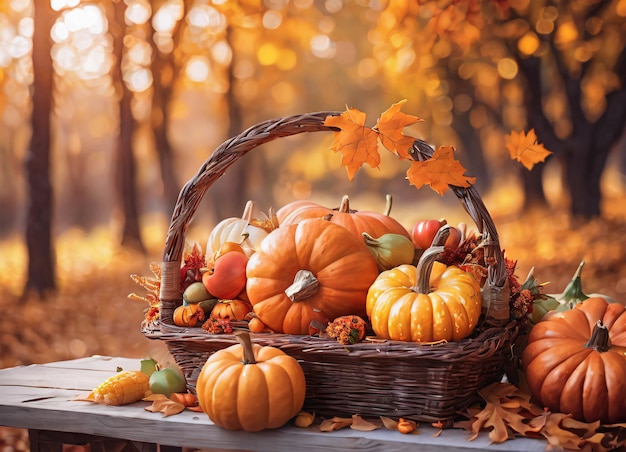 Fall Harvest in the autumn park Thanksgiving vibe