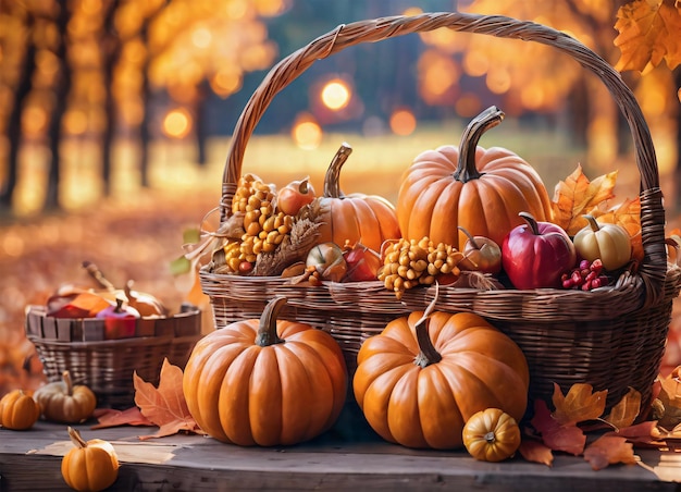 Fall Harvest in the autumn park Thanksgiving vibe