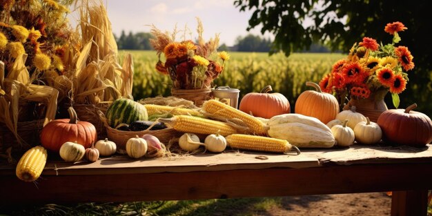 Foto raccolto autunnale in campagna abbondanza di luce naturale