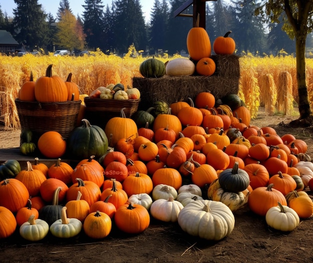 A fall harvest festival with pumpkins as the star