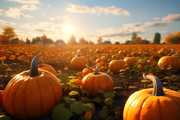 Fall Harvest Pumpkin Patch in Vibrant Colors