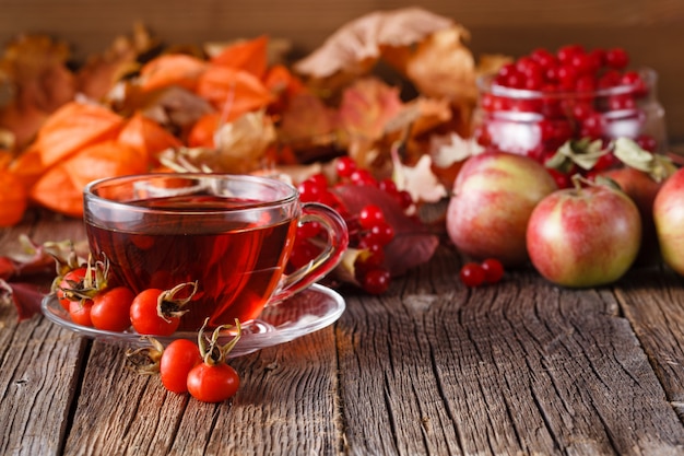 Fall harvesting on rustic wood