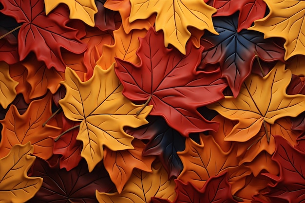 Fall leaves art project watercolor background