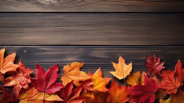 Fall Leaves Bordering a Wooden Fence Thanksgiving