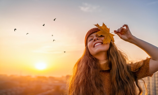 Fall portrait of young woman