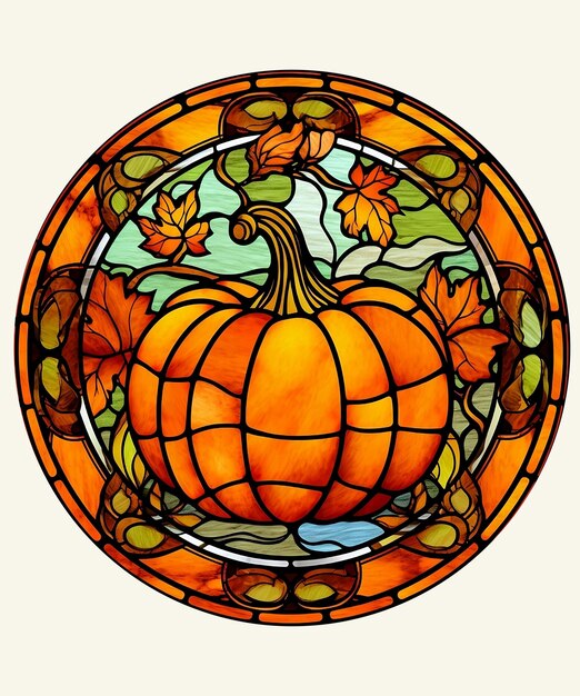 秋のカボチャのクリップアート ステンド グラスのカボチャのクリップアート ステンド グラスのヴィンテージのカボチャ