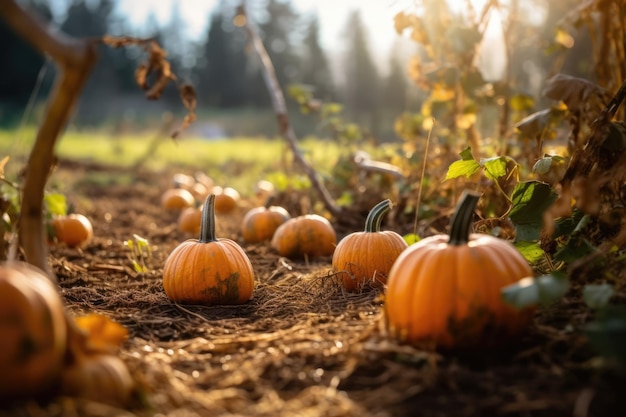 Fall pumpkin field harvest countryside landscape