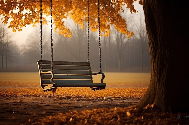 Fall's Embrace An Empty Swing as a Symbol of Loss and Melancholy