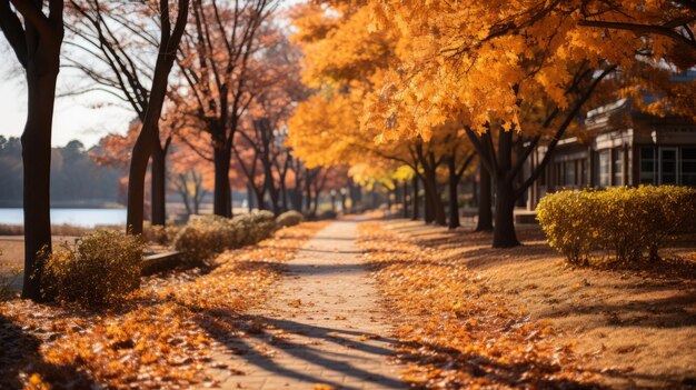 秋 の 樹木 と 葉 の 景色