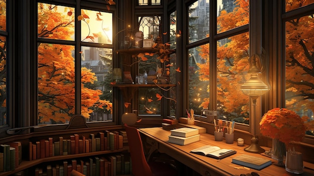 Fall Season Office Wallpaper