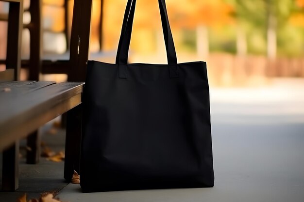 Модель продукта Tote Bag Fall Fall Black Tote Bag Mockup Созданный ИИ
