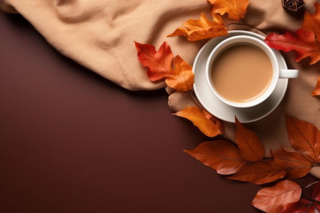 Fall Vibes Transform Your Home Workspace with a Cozy Autumnal Touch Top View Flat Lay of Keyboard