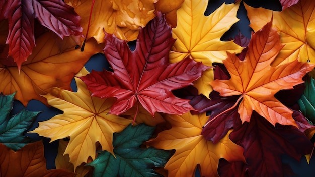 Fallen Autumn Leaves Background Happy Autumn Concept Generative Ai