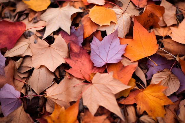 Photo fallen leaves forming a natural carpet of color