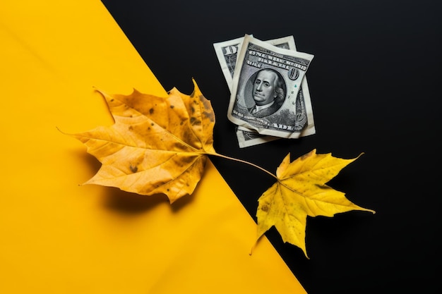 Fallen leaves rising concerns depicting the declining value of dollars and euros
