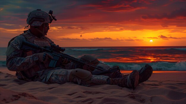 Fallen Soldier39s Boots geweer en helm bij zonsondergang