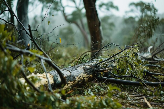 Foto un albero caduto nel mezzo di una foresta