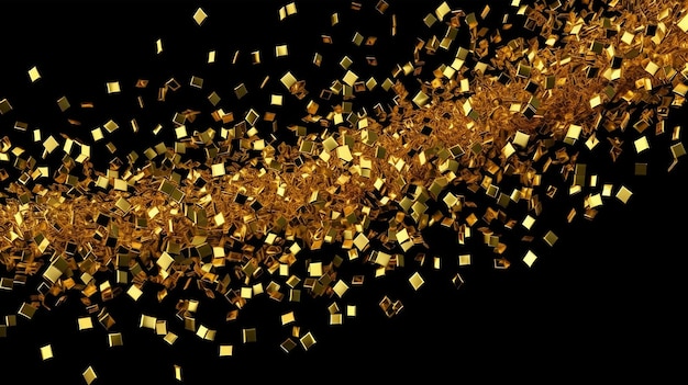 Fallende glanzende gouden confetti geïsoleerd op een doorzichtige achtergrond