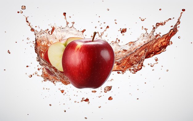 Falling Apple Slice on a Clear Canvas