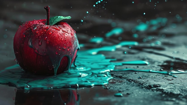 The Falling Apple with blue dripping