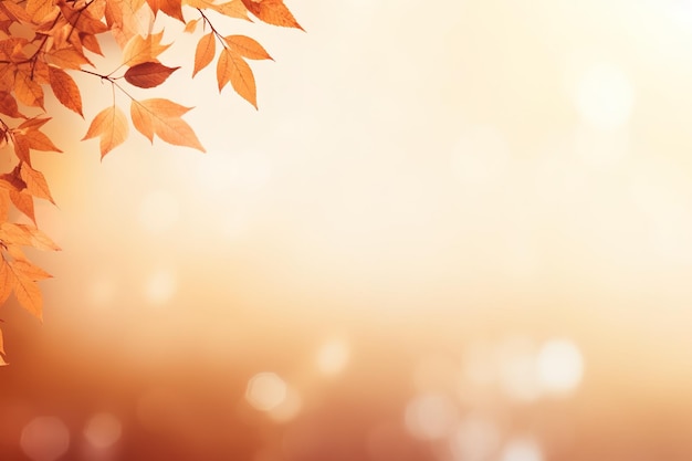 Falling autumn background with bokeh effect abstract design with copy space