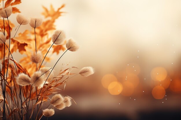 Falling autumn background with bokeh effect abstract design with copy space