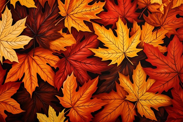 Photo falling autumn maple leaves on a blurry natural background in the park