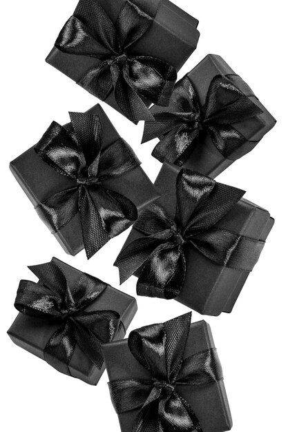 falling black present boxes isolated on white black friday holiday sales vertical format