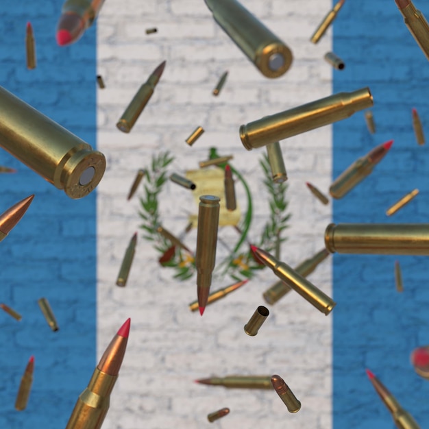 Фото Падающие пули перед флагом гватемалы