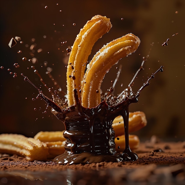 Falling Churros with a side of Chocolate Ai generative