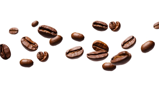 Фото Падающие кофейные зерна изолированы на белом фоне