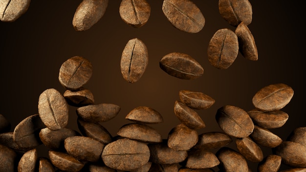 Falling coffee beans