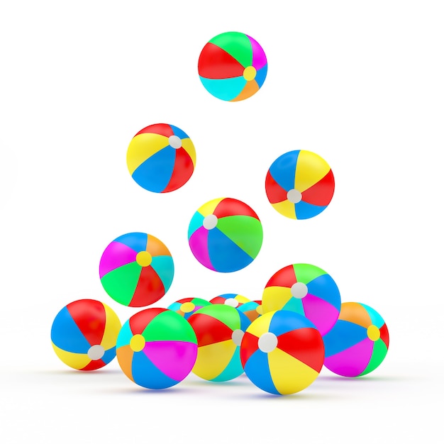 Falling colorful beach balls