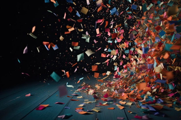 Falling colorful confetti on stage a burst of colorful paper confetti raining down celebration