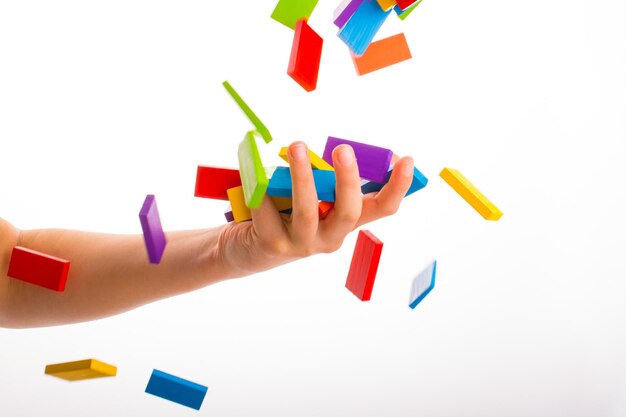 Photo falling colorful domino