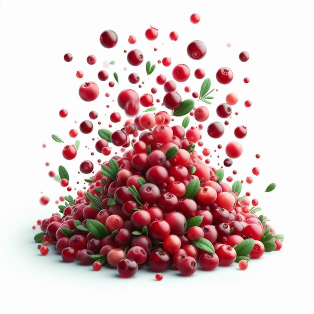 falling cranberries isolated on white or transparent background png