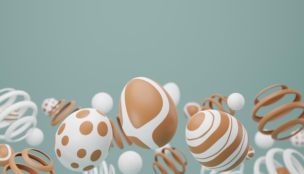 Falling easter egg 3d render background