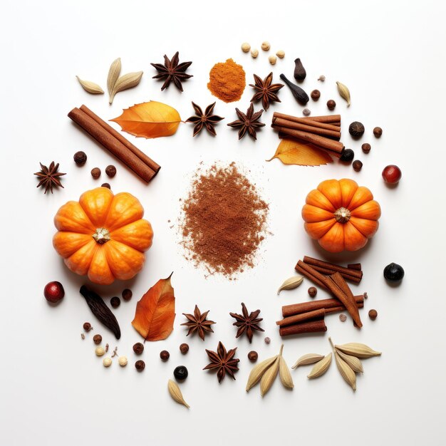 Falling for Flavors A Delightful Down View of Pumpkin Spice on a White Canvas