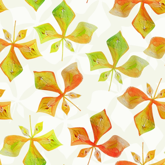 Falling foliage gouache watercolor seamless pattern