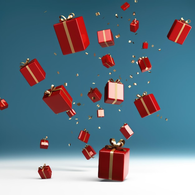 Photo falling gift boxes isolated background ai generated image