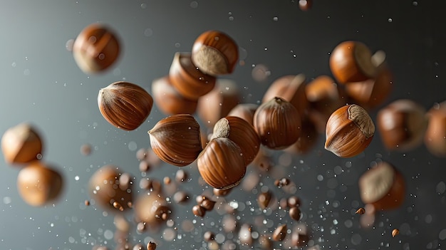 Foto falling hazelnuts ia generativa