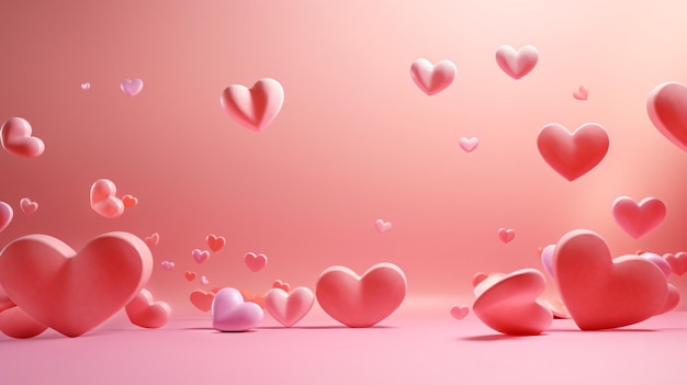 Falling hearts on pink background Valentine day background