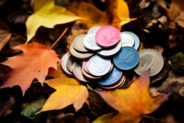 Falling Leaves of Prosperity Euro Currency Amidst Colorful Autumn Bliss AR 32